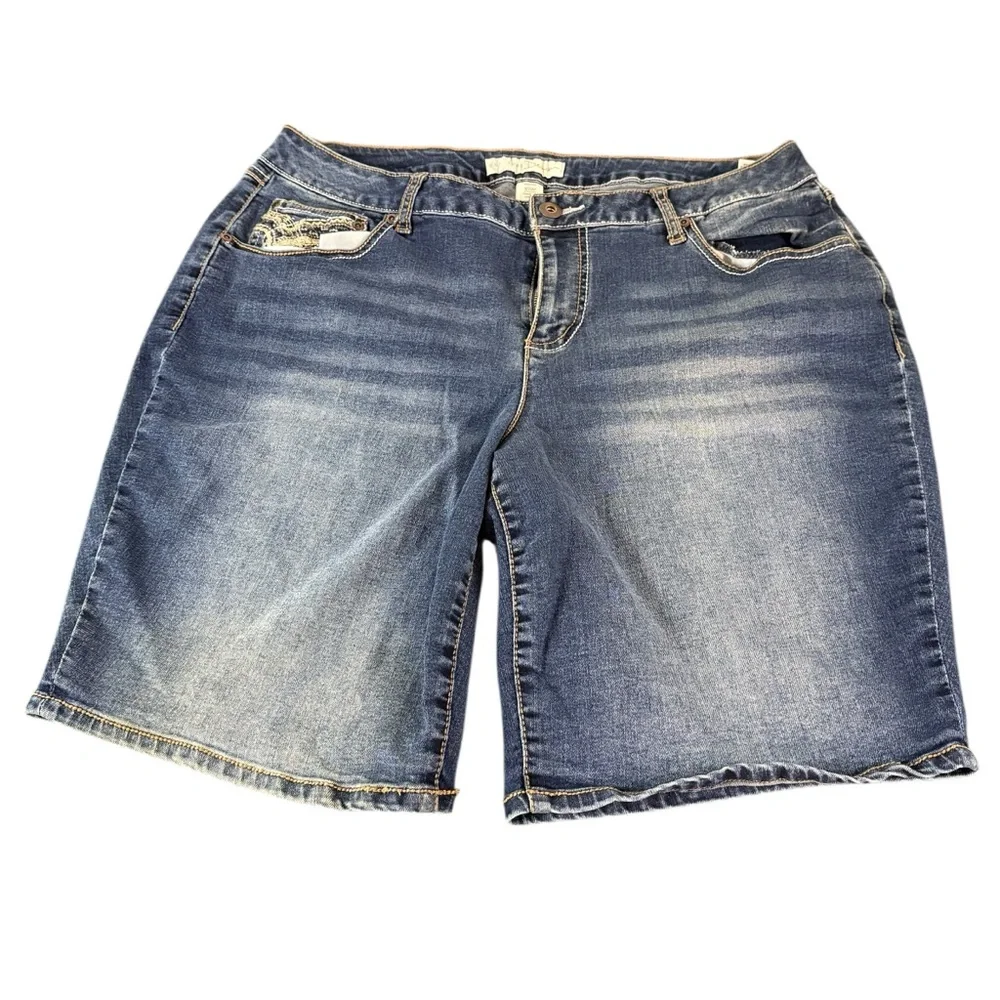 Est 1946 Denim Shorts Womens Size 16W Embroidery Stretch Classic (429
